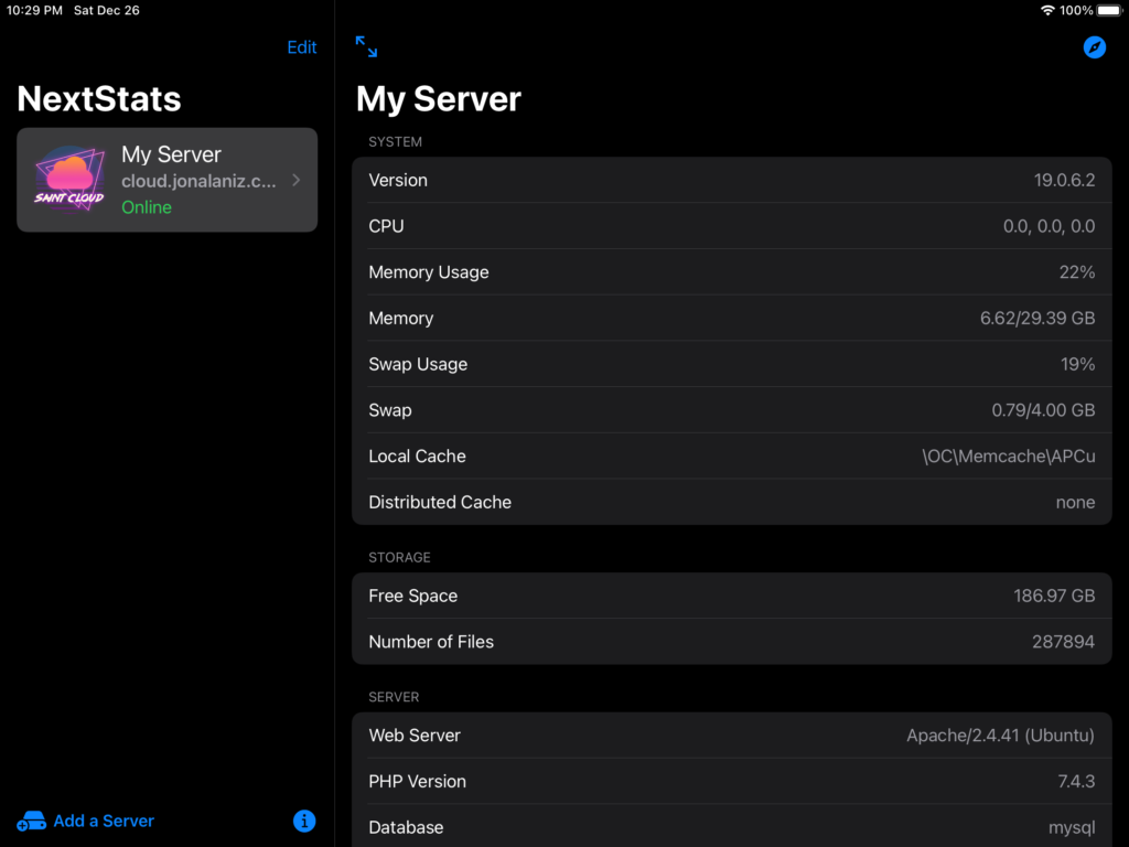 NextStats for iPad, now with Dark Mode